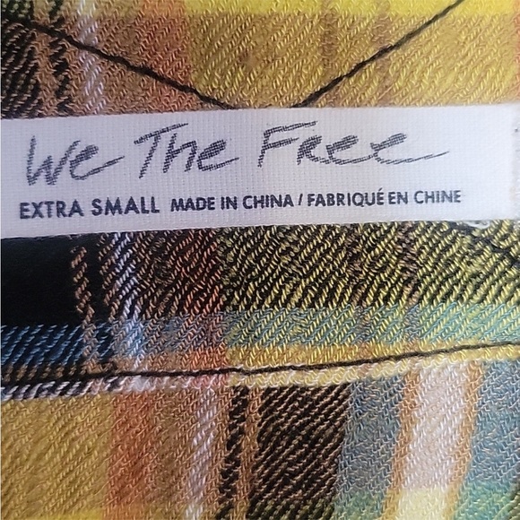 Free People We The free Women’s Yellow Plaid Cropped Top jacket Size XS - Picture 8 of 12